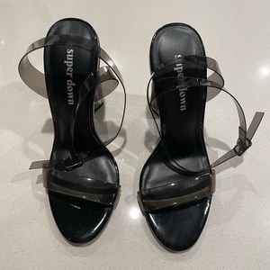 Superdown size 5.5 clear black heels